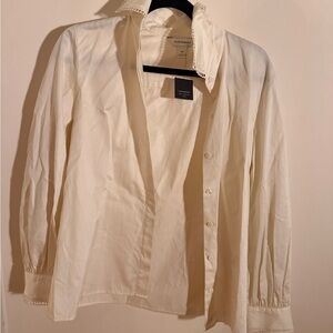 Club Monaco Women's Cream Button Blouse (small)